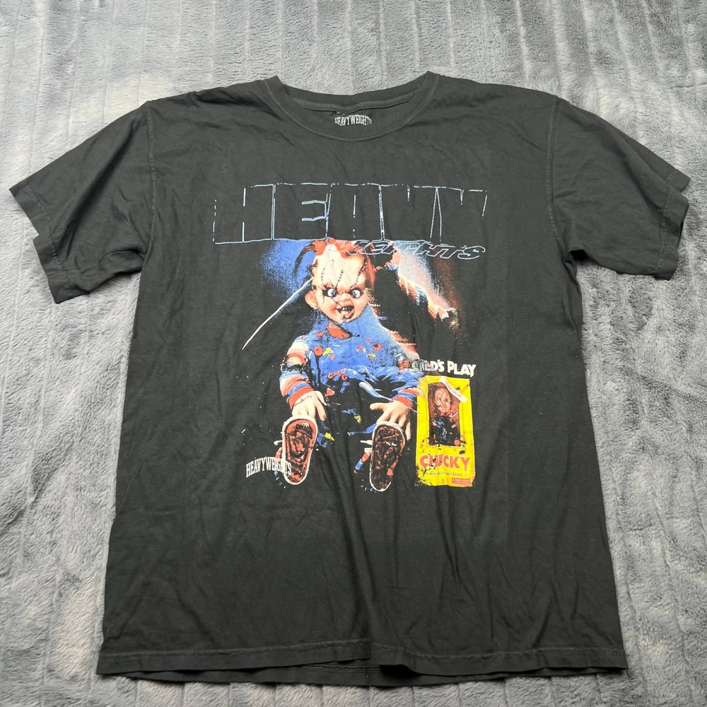 Heavyweights Child's Play Chucky Horror Movie Graphic Tee Black Large 14497